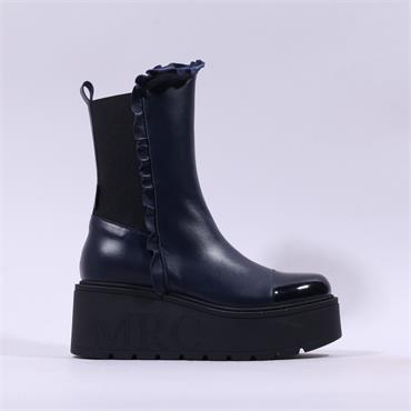 Marco Moreo Vale Frill Toe Cap Boot - Navy Leather